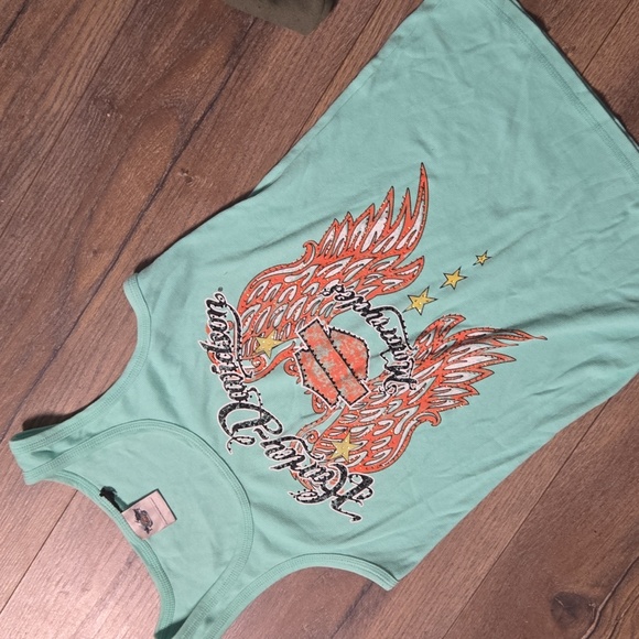 Harley-Davidson Tops - Harley-Davidson Aqua Tank with Orange Graphic